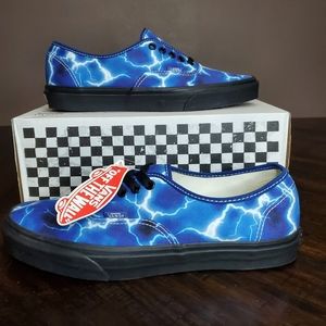 Vans Authentic Lightning Black/Blue Men Size 10.5, Women Size 12